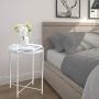 EKNITEY End Table,Folding Metal Side Table Waterproof Small Coffee Table Sofa Side Table with Removable Tray for Living Room Bedroom Balcony and Office (White)