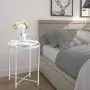 EKNITEY End Table,Folding Metal Side Table Waterproof Small Coffee Table Sofa Side Table with Removable Tray for Living Room Bedroom Balcony and Office (White)