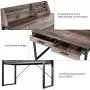 HOMECHO Writing Computer Desk Wooden Desktop Study Table Vintage Laptop Standing Desk with Storage Drawers and Shelves Wood and Metal Frame for Home Office Brown