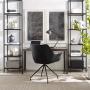 Volans Modern Mid Back Matte Black Faux Leather Home Office Desk Chair No Wheels