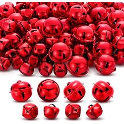 250 Pieces Jingle Bells Metal Star Cutout Jingle Bells and Craft Bells for Home Party Decorations Craft Daily Decorations DIY Bells (Red)