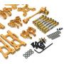 F Fityle Metal Upgrade Part Kits for WLtoys 1/12 124019 1:14 144001 RC Car Truck Front/Rear Swing Arms Steering Group Front/Rear Shock Mounts - Golden