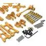F Fityle Metal Upgrade Part Kits for WLtoys 1/12 124019 1:14 144001 RC Car Truck Front/Rear Swing Arms Steering Group Front/Rear Shock Mounts - Golden