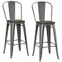 DHP Luxor 30'' Wood Seat, Set of 2 Bar Stool, Antique Gun Metal