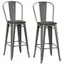 DHP Luxor 30'' Wood Seat, Set of 2 Bar Stool, Antique Gun Metal DHP Luxor 30'' Wood Seat, Set of 2 Bar Stool, Antique Gun Metal