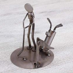 Rustic Golf Tourney Auto Part Sculpture - Mexico Grey Metal Handmade