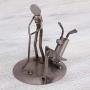 Rustic Golf Tourney Auto Part Sculpture - Mexico Grey Metal Handmade