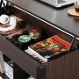 YAHEETECH Lift Top Coffee Table with Hidden Storage Compartment & Shelf, Lift Tabletop Dining Table for Living Room, 19.2-24.6in H