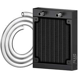 DIYhz Water Cooling Computer Radiator, 8 Pipe Aluminum Heat Exchanger Liquid Cooling Radiator Heat Sink 80mm for CPU PC Laser Water Cool System DC12V Black