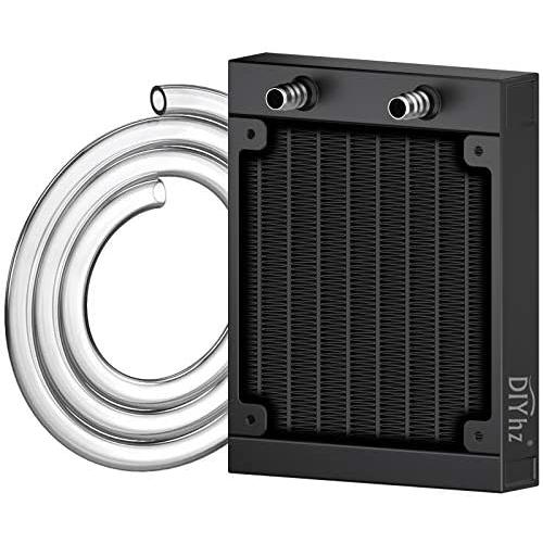 DIYhz Water Cooling Computer Radiator, 8 Pipe Aluminum Heat Exchanger Liquid Cooling Radiator Heat Sink 80mm for CPU PC Laser Water Cool System DC12V Black