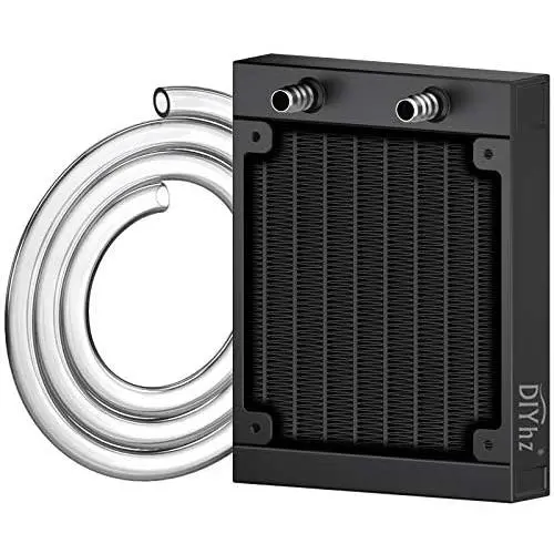 DIYhz Water Cooling Computer Radiator, 8 Pipe Aluminum Heat Exchanger Liquid Cooling Radiator Heat Sink 80mm for CPU PC Laser Water Cool System DC12V Black