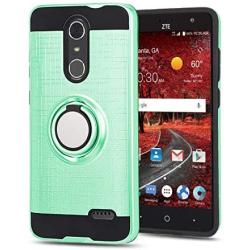 ZTE ZMAX One (Z719DL)/ZTE Grand X4/ZTE Blade Spark Z971 Case with HD Phone Screen Protector,Ymhxcy 360 Degree Rotating Ring & Bracket Dual Layer Resistant Back Cover for ZTE Grand X 4 Z956-ZH Mint