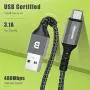 BrexLink USB C Fast Charging Cable(3A), USB C to USB A Charger (6.6ft/2 Pack), Nylon Braided Fast Charging Cord for Samsung Galaxy S10 S9 S8 Note 9, Pixel, LG V30 G6, Nintendo Switch(Grey)