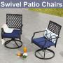 Top Space Outdoor Chair Patio Chairs Swivel Rocker Chairs Patio Dining Chair Iron Metal Bistro Set Club Arm Chair Dining Furniture for Garden Backyard (Set of 2, Blue)