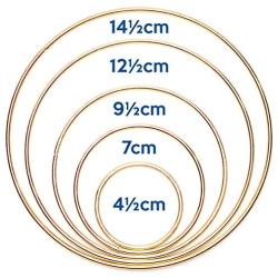 Bastex 15 Piece Gold Metal Hoop Craft Rings. Bulk Ring Sizes That Include, 2, 3, 4, 5 and 6 Inch Diameter and. Perfect for Macrame, Dreamcatcher, Embroidery, Wreaths and More