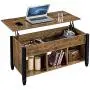YAHEETECH Lift Top Coffee Table with Hidden Compartment & Shelf, Rustic Style Lift Tabletop Dining/Center Table for Living Room Reception, Solid Wood Legs YAHEETECH Lift Top Coffee Table with Hidden Compartment & Shelf, Rustic Style Lift Tabletop Dining/Center Table for Living Room Reception, Solid Wood Legs