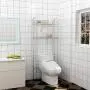 HOMEFORT Bathroom Space Saver,2-Tier Over the Toilet Storage Rack, Freestanding Metal Storage Shelves, Bathroom Shelf, Metal Shelf Organizer in Silver,24.02'' Wx8.07 Dx61.42'' H