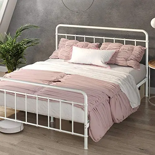 ZINUS Florence Metal Platform Bed Frame / Mattress Foundation / No Box Spring Needed / Easy Assembly, White, Queen ZINUS Florence Metal Platform Bed Frame / Mattress Foundation / No Box Spring Needed / Easy Assembly, White, Queen