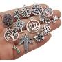 Youdiyla 100pcs Mix Silver Tree Flower Charms Collection, Bulk Mini Small Little Charms Metal Pendant Craft Supplies Findings for Necklace and Bracelet Jewelry Making (HM291)