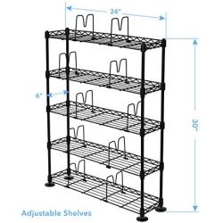 Atlantic Maxsteel 5 Tier Shelving - Heavy Gauge Steel Wire Media Shelving for 275 CDs,152 DVDs, Blu-ray or Games PN3010 in Black