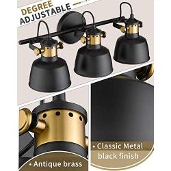Autelo 3-Light Bathroom Vanity Light Fixture Over Mirror with Black Metal Shade W3700-3 BK