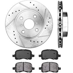 Callahan CDS02021 FRONT 255 mm Premium D/S 4 Lug [2] Brake Disc Rotors + [4] Metallic Brake Pads