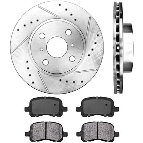 Callahan CDS02021 FRONT 255 mm Premium D/S 4 Lug [2] Brake Disc Rotors + [4] Metallic Brake Pads
