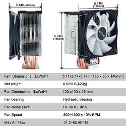 Pccooler X4S CPU Cooler Silent CPU PWM 120mm RGB Fan 4 Continuous Direct Contact Heatpipes for TNTEL/AMD CPU(AM4 Compatible)