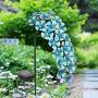 Exhart Hanging Turquoise Hydrangea Yard Stake w/Solar Garden Flower Lights, 24 LED Flower Lights Metal Stake, Outdoor Decor for Garden, Patio & Front Porch, 11'' L x 5'' W x 28'' H