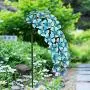 Exhart Hanging Turquoise Hydrangea Yard Stake w/Solar Garden Flower Lights, 24 LED Flower Lights Metal Stake, Outdoor Decor for Garden, Patio & Front Porch, 11'' L x 5'' W x 28'' H