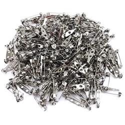 yueton 200pcs Metal Double Hole Craft Pin Back Clasp Brooch Safety Pins Bar Pins Findings