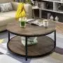 NSdirect 36 inches Round Coffee Table, Rustic Wooden Surface Top & Sturdy Metal Legs Industrial Sofa Table for Living Room Modern Design Home Furniture with Storage Open Shelf (Light Walunt) NSdirect 36 inches Round Coffee Table, Rustic Wooden Surface Top & Sturdy Metal Legs Industrial Sofa Table for Living Room Modern Design Home Furniture with Storage Open Shelf (Light Walunt)