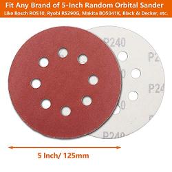 60Pcs Sanding Discs 5 Inch 8 Holes, 1000/800/600/400/320/240 Grit Sandpaper for Random Orbital Sander