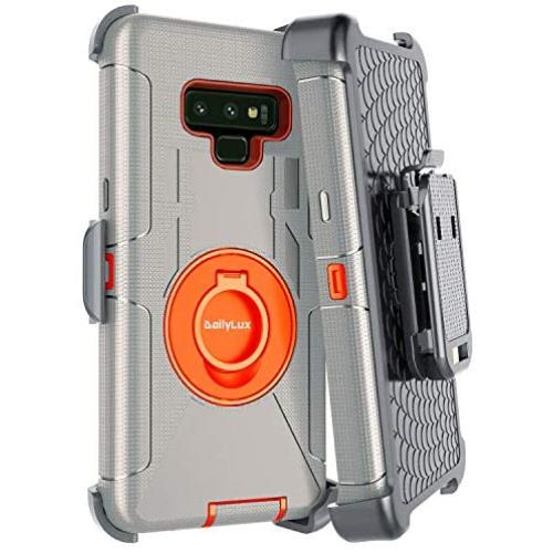 Dailylux Galaxy Note 9 Case,Note 9 Case Belt Clip Heavy Duty Shockproof Swivel Belt Clip Rugged Bumper Hybrid with Kickstand Holster Protective Cover for Samsung Galaxy Note 9,Orange+Grey