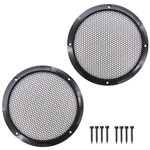 Magic Source 2Pcs 6.5” Speaker Grills Protective Cover Aluminium Alloy Frame with Honeycomb Mesh Cover for Car or Home Audio Midrange Loudspeaker Black Grill Mesh Car Audio Protective Cover