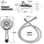 High-Pressure Handheld Shower Head 6-Setting - 5-inch Handheld Rain Shower head with Hose - Powerful Shower Spray Even with Low Water Pressure in Supply Pipeline