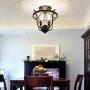 UOFUS Rustic  Semi Flush Mount Ceiling Light Fixtures，4-Light Black Metal Chandelier ，Farmhouse Lighting for Kitchen Foyer Bar Entryway Bedroom Living Room Island Laundry Room (Black)