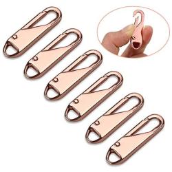 6pcs Zipper Pulls Universal Metal Handle Repair Parts Replacement, for Jacket,Coat,Luggage,Backpack,Handbag(Rose Gold)