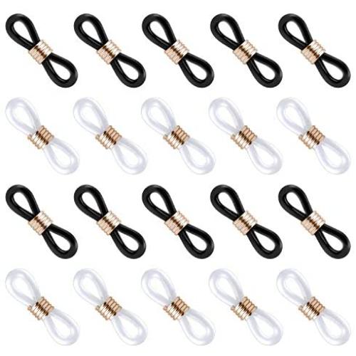 Jdesun 20 Pieces Eyeglass Chain Ends,Adjustable Rubber Ends Connectors for Eye Glasses Holder Necklace Chain