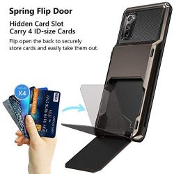 Vofolen for Galaxy Note 20 Case 5G Wallet 4-Card Flip Cover Credit Card Holder ID Slot Back Hidden Pocket Dual Layer Protective Hybrid Hard Shell TPU Bumper Armor for Samsung Note 20 6.7 Gun Metal