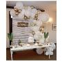 Confetti Balloons 12'' Party Balloons Latex Balloons Birthday Balloons Baby Shower Balloons Wedding Balloons for More Parties 50 Pcs Pack-White, Gold, Golden Confettii Balloons with Ribbon