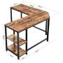 VASAGLE L-Shaped Computer Desk, Corner Desk, 54-Inch Writing Study Workstation Rustic Brown ULWD72X​