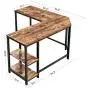 VASAGLE L-Shaped Computer Desk, Corner Desk, 54-Inch Writing Study Workstation Rustic Brown ULWD72X​