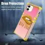 Bonoma iPhone 11 Case 6.1 in 2019 with Wallet Card Holder, Glitter Lips Bite Me Square Soft TPU Full Body Shockproof Protective Phone Case - Pink