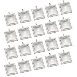 EBOOT 20 Pieces Pendant Trays Square Bezel and 20 Pieces Glass Dome Tiles for Crafting DIY Jewelry Making, Totally 40 Pieces