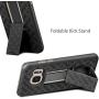 Galaxy S7 Case, Samsung Galaxy S7 Case,Fingic Slim Shell Holster Combo Cover with Kick-Stand and Swivel Belt Clip Holster Protective Case for Samsung Galaxy S7 (G930), Black
