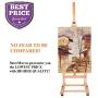 ShowMaven Multi-Function Studio Artist Easel, H-Frame Extra Large 360-Degree Spinner Wheel Rolling Adjustable Height, Red Beech Wood Studio Painting Stand