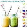 8 pcs Stainless Steel Straws with 8 Dust-proof Cover, SENHAI Bent + Straight Metal Drink Straw with Silicone Silencers Cap & 2 Brushes for 30 20 Ounce YETI Rambler Cup RTIC Ozark Trail
