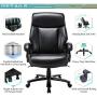 High Back Big & Tall 400lb Office Chair - Heavy Duty Metal Base, Adjustable Tilt Angle, Thick Padding and Ergonomic Design Bonded Leather Executive Desk Computer Task Swivel Chair