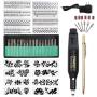Electric Micro Engraver Pen Mini DIY Vibro Engraving Tool Kit for Metal Glass Ceramic Plastic Wood Jewelry with Scriber Etcher(1pen 16 Stencils) (Black)
